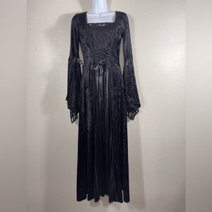 VTG Lip Service Los Angeles Black Velvet Lace Gothic Renaissance Vampire Gown S